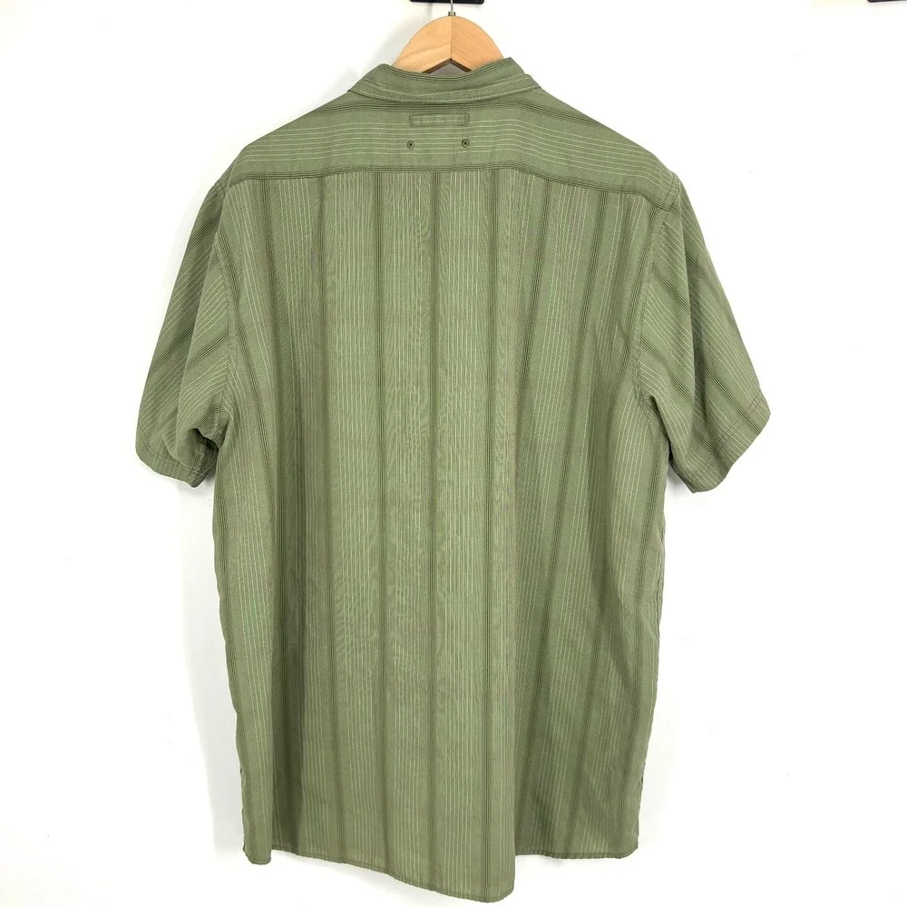 The North Face Vented‎ Hiking Button Front Shirt Mens XXL Green Striped Outdoor